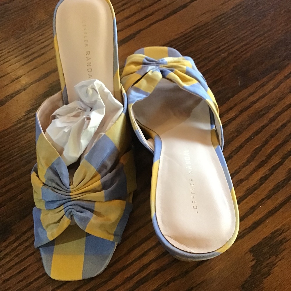Loeffler Randall Blue and Yellow Plaid Sandals